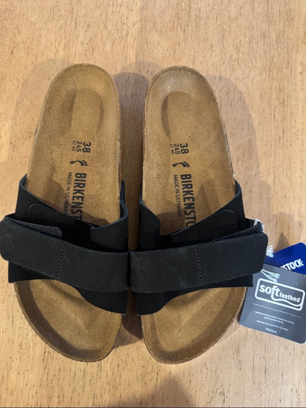 Birkenstock Black Two-Strap Oita Suede Slide Sandals